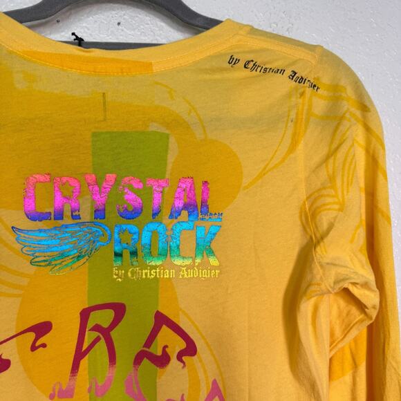 Christian Audigier Crystal Rock Y2K Shirt Women Large Hippie Free Spirit Top NEW - Picture 10 of 14